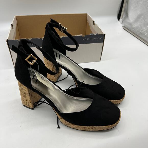 Worthington Womens Panama Block Heel Pumps Black Size 8.5M - Picture 1 of 11